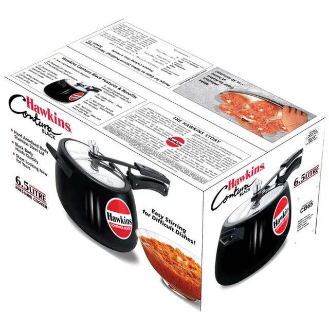 Hawkins Contura Hard Anodised Black Inner Lid Pressure Cooker - With Handle, CB65, 6.5 l-5.webp